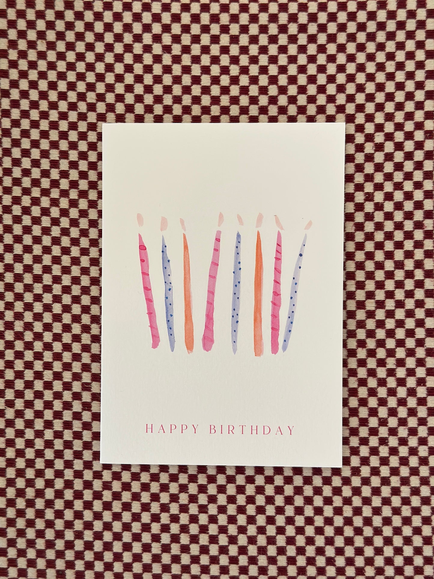 Handpainted Candles Happy Birthday Watercolour Greetings Card