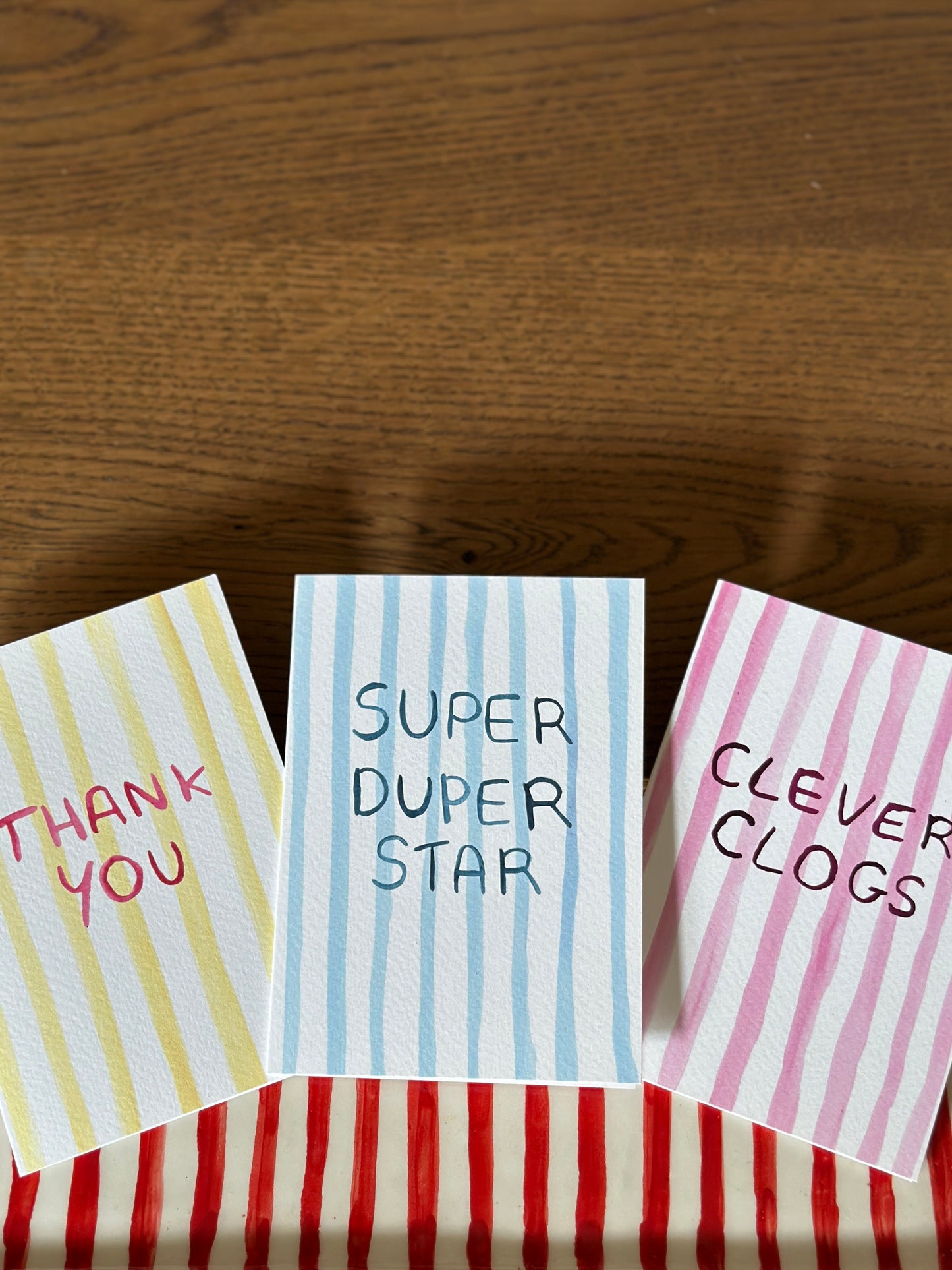 Handpainted Watercolour Stripes Greeting Cards