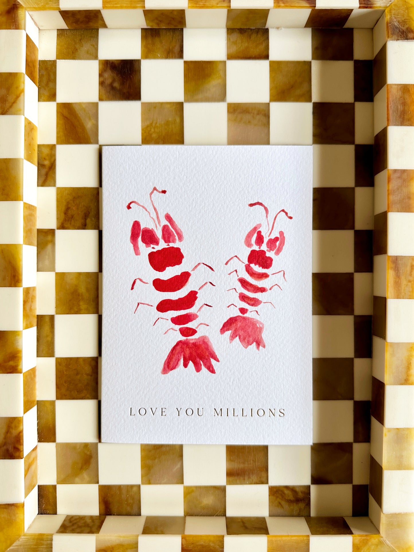 Lobster Love You Millions Greetings Card Handpainted Watercolour Valentines Marry Me